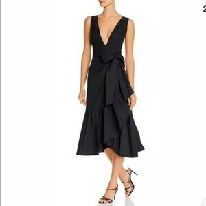 Rebecca Taylor Sleeveless Taffeta Black Tulip Ruffle Dress Size 4